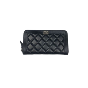 CHANEL BOY LONG ZIPPED WALLET BLACK 19.4CM