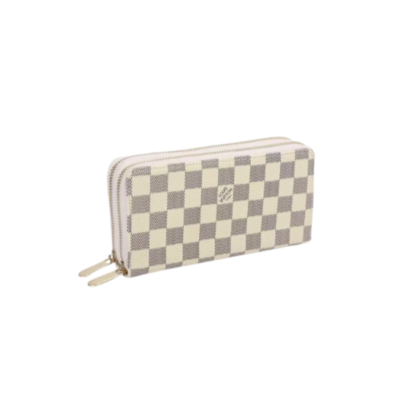 LV LONG DOUBLE ZIPPER WALLET DAMIER AZUR 19CM