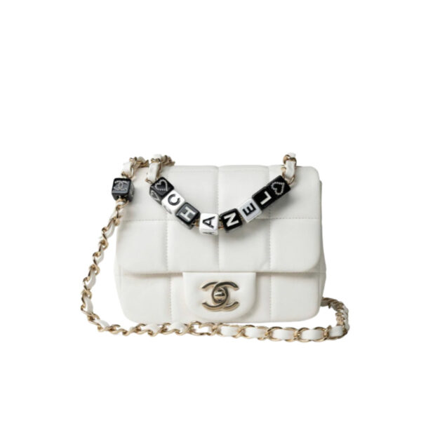 CHANEL MINI FLAP BAG WHITE 17CM