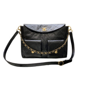 CHANEL CC HOBO BAG BLACK SHINY
