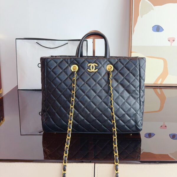 CHANEL COCO HANDLE SHOPPING TOTE QUILTED CAVIAR - Image 2