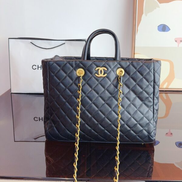 CHANEL COCO HANDLE SHOPPING TOTE QUILTED CAVIAR - Image 7