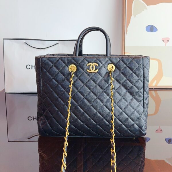 CHANEL COCO HANDLE SHOPPING TOTE QUILTED CAVIAR - Image 9