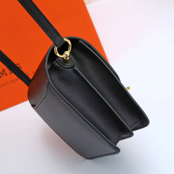 HERMÈS SHINY ALLIGATOR MINI ROULIS PERMABRASS HARDWARE BLACK 18CM - Image 3