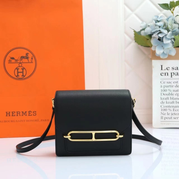 HERMÈS SHINY ALLIGATOR MINI ROULIS PERMABRASS HARDWARE BLACK 18CM - Image 5