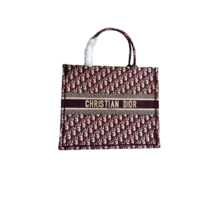 BURGUNDY TROTTER CANVAS BOOK TOTE LARGE