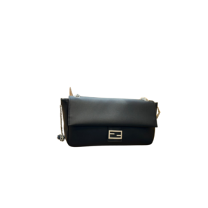 BLACK LEATHER BAGUETTE BAG