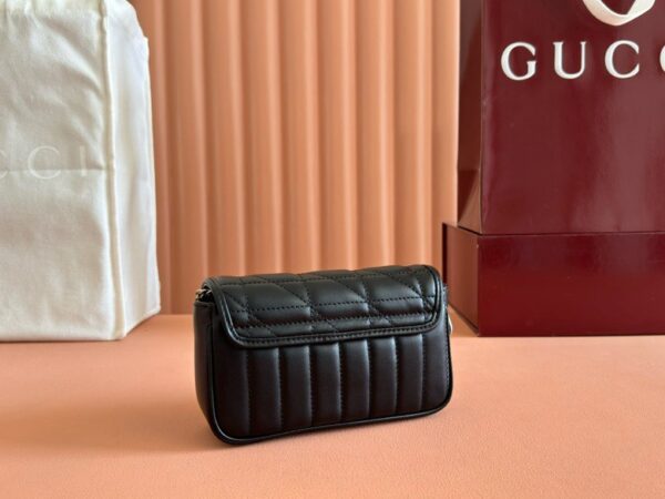 GUCCI CALFSKIN MATELASSE ARIA SUPER MINI GG MARMONT SHOULDER BAG BLACK - Image 3