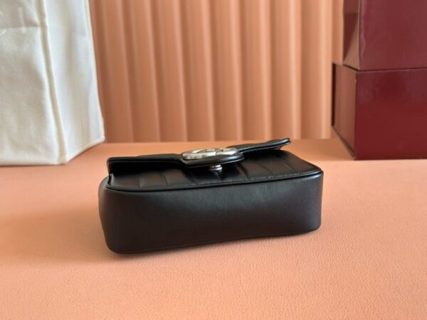 GUCCI CALFSKIN MATELASSE ARIA SUPER MINI GG MARMONT SHOULDER BAG BLACK - Image 5