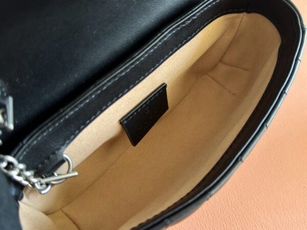 GUCCI CALFSKIN MATELASSE ARIA SUPER MINI GG MARMONT SHOULDER BAG BLACK - Image 10