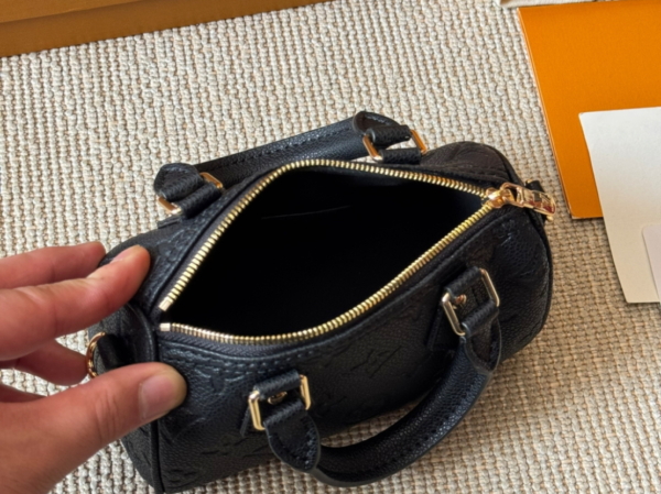 LOUIS VUITTON NANO SPEEDY HANDBAG BLACK MONOGRAM - Image 9