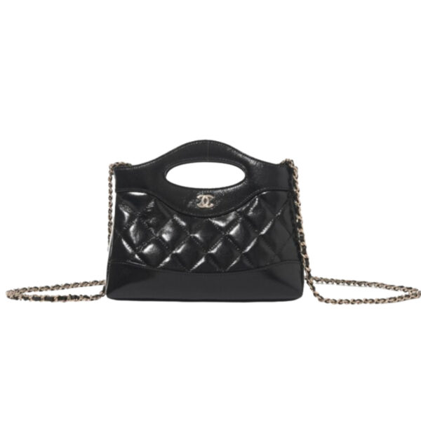 CHANEL BLACK QUILTED LAMBSKIN CLUTCH WITH CHAIN PALE GOLD HARDWARE