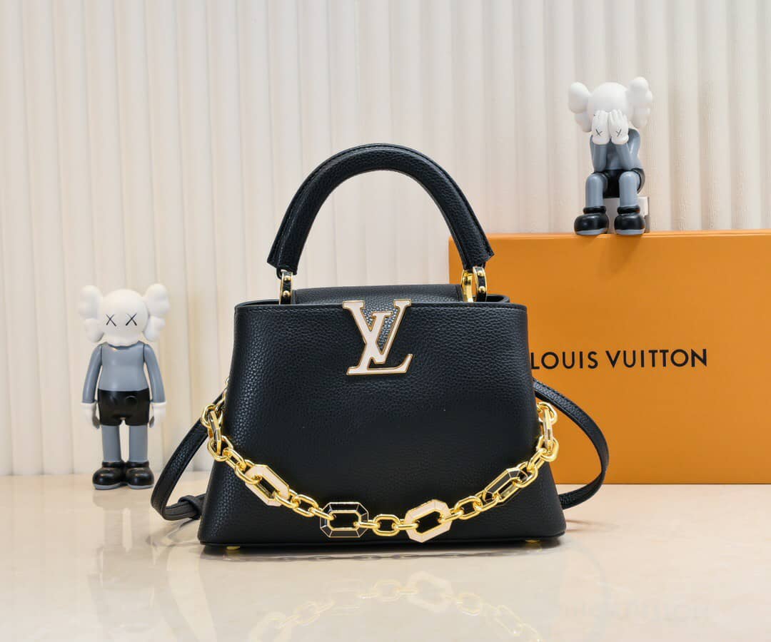 LOUIS VUITTON CAPUCINES BB BAG WITH CHARM BLACK 27CM - Image 3