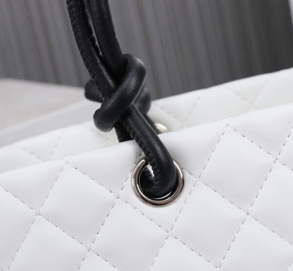 CHANEL CALFSKIN QUILTED LARGE CAMBON TOTE BLACK WHITE 41CM - Image 5