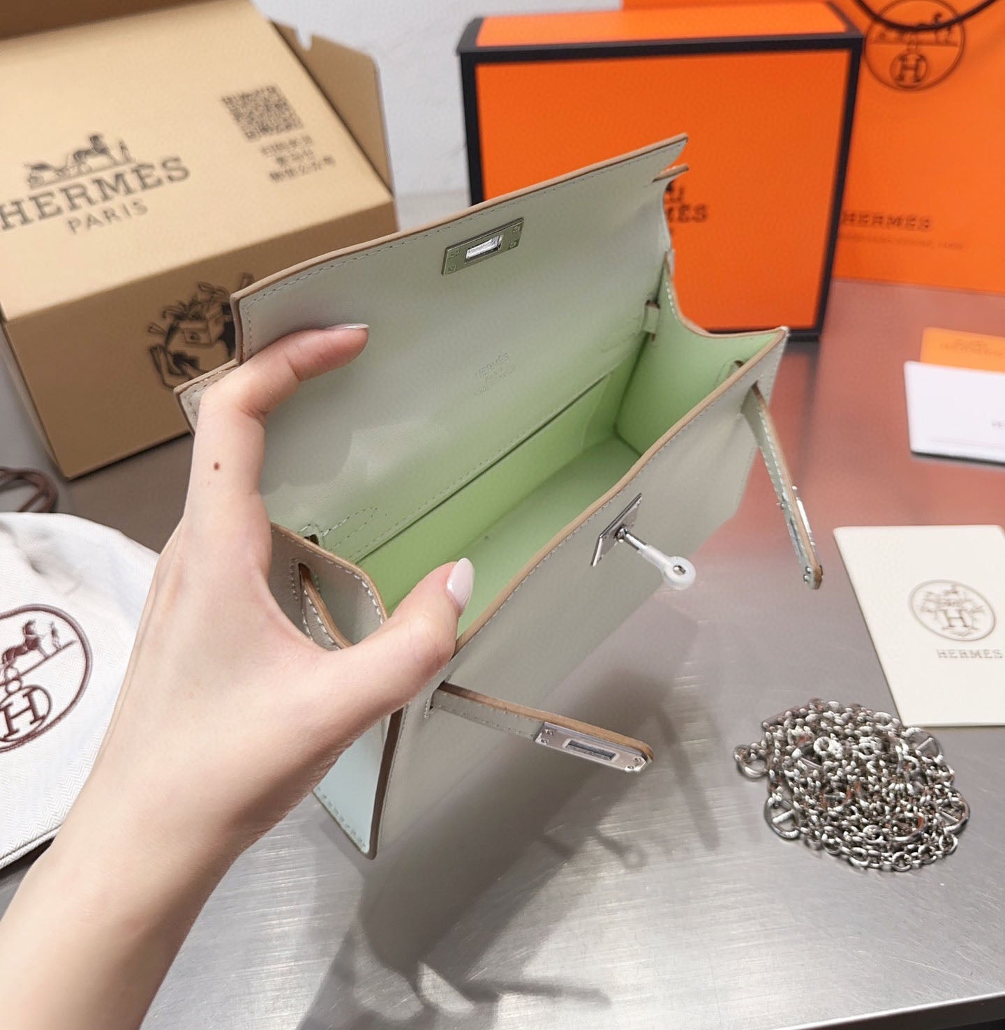 HM MINI KELLY LUXURY HANDBAG - Image 5