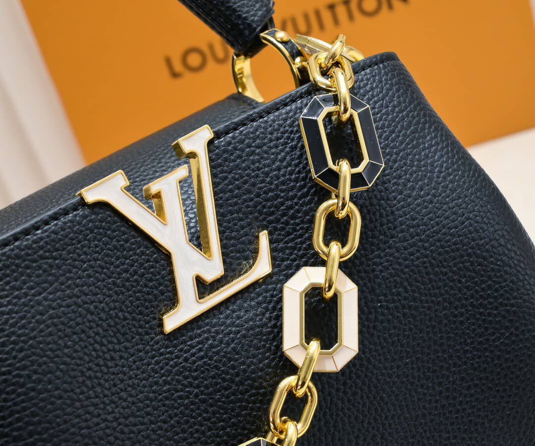 LOUIS VUITTON CAPUCINES BB BAG WITH CHARM BLACK 27CM - Image 6
