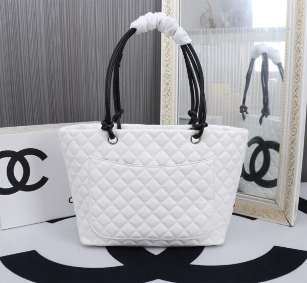 CHANEL CALFSKIN QUILTED LARGE CAMBON TOTE BLACK WHITE 41CM - Image 2