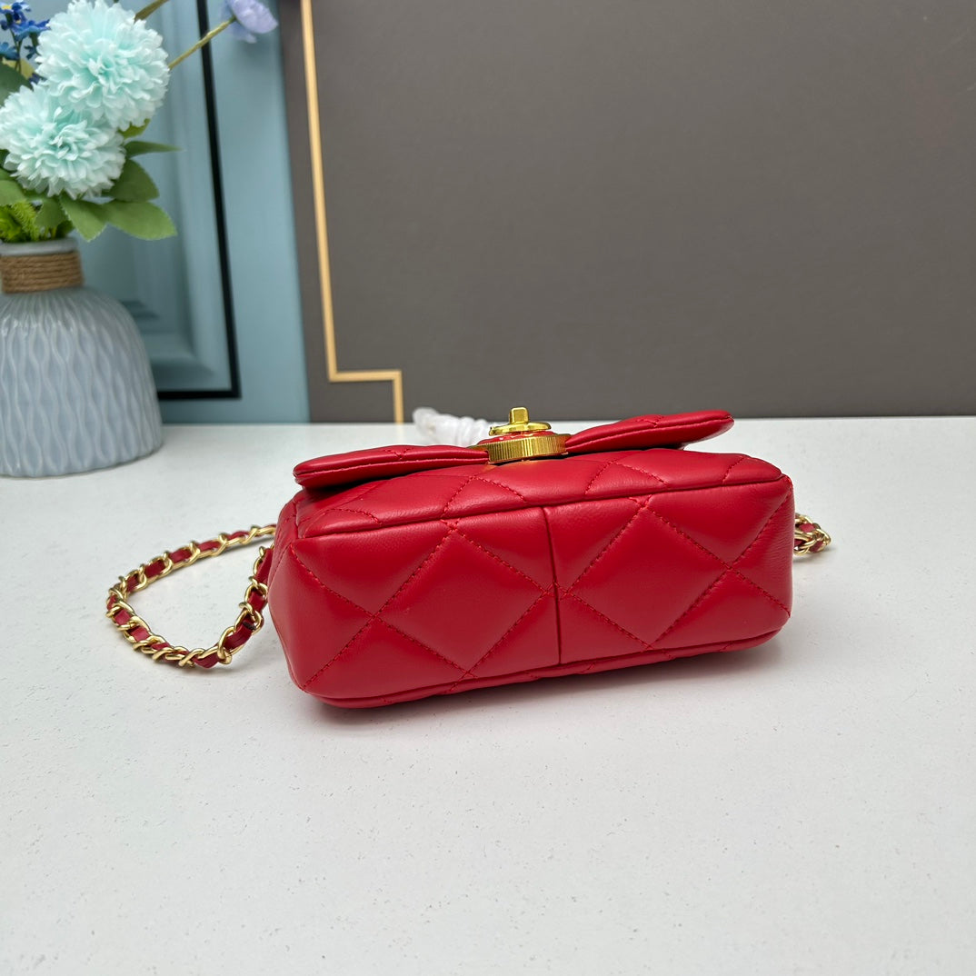 CHANEL RED MINI QUILTED LAMBSKIN ACRYLIC COCO LOVE - Image 7