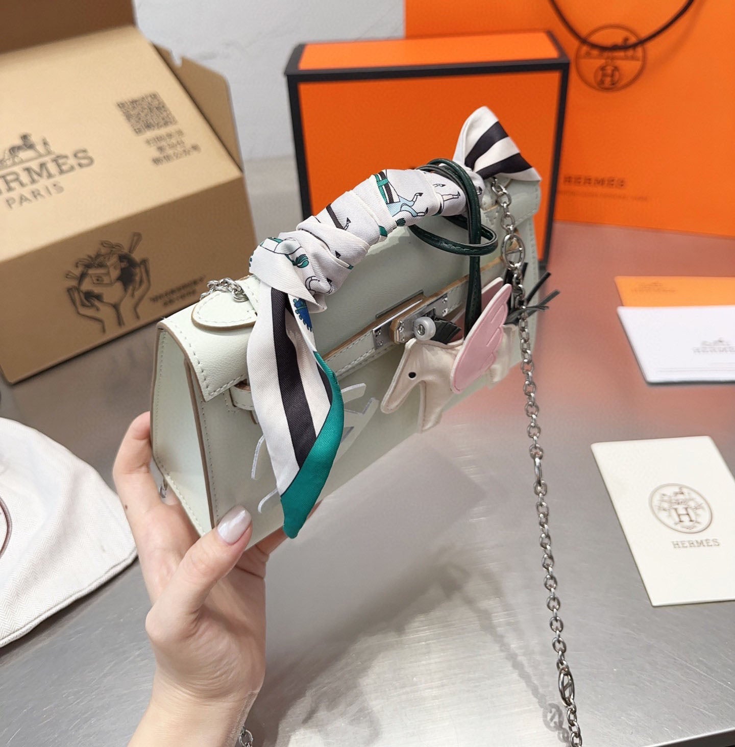 HM MINI KELLY LUXURY HANDBAG - Image 8