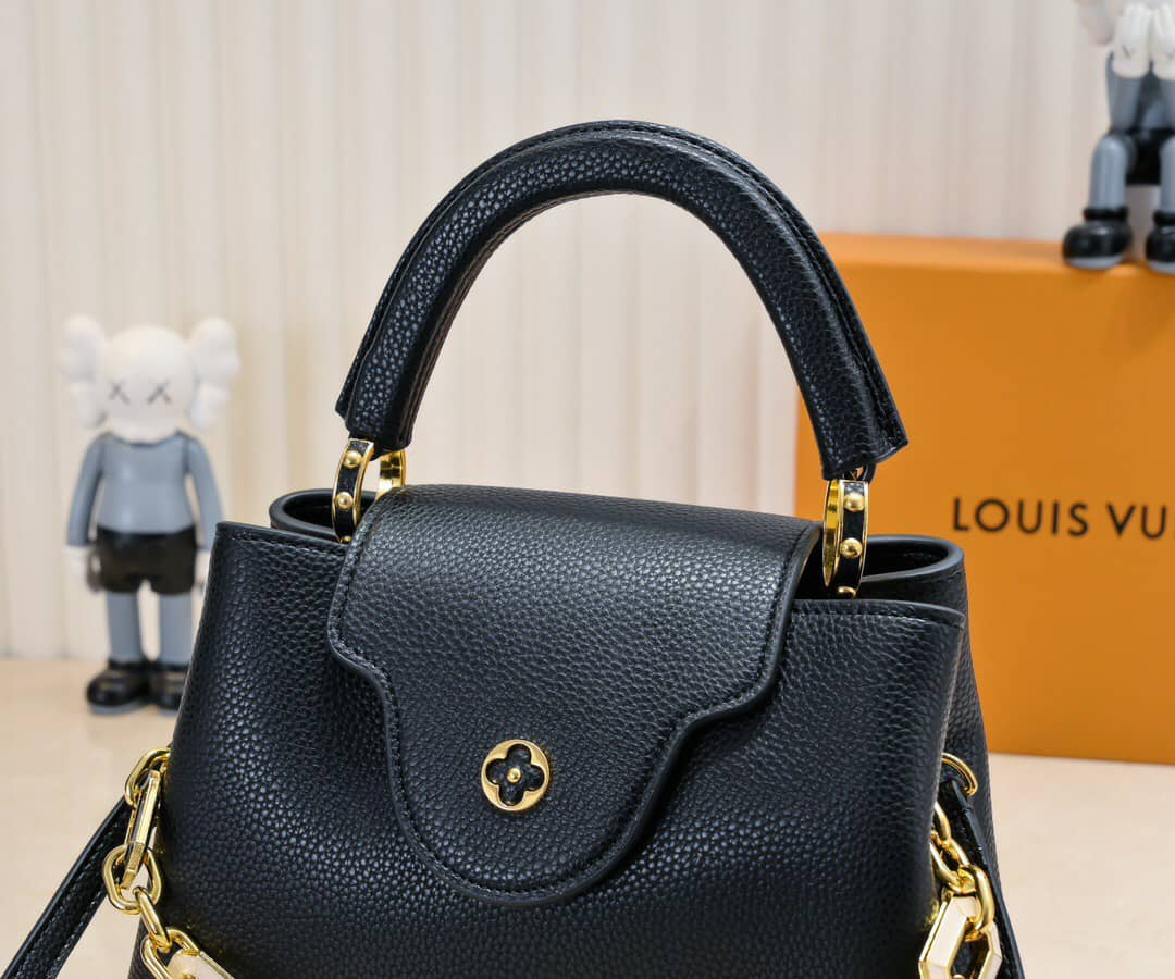 LOUIS VUITTON CAPUCINES BB BAG WITH CHARM BLACK 27CM - Image 8