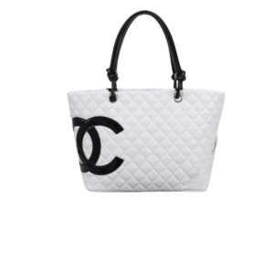CHANEL CALFSKIN QUILTED LARGE CAMBON TOTE BLACK WHITE 41CM