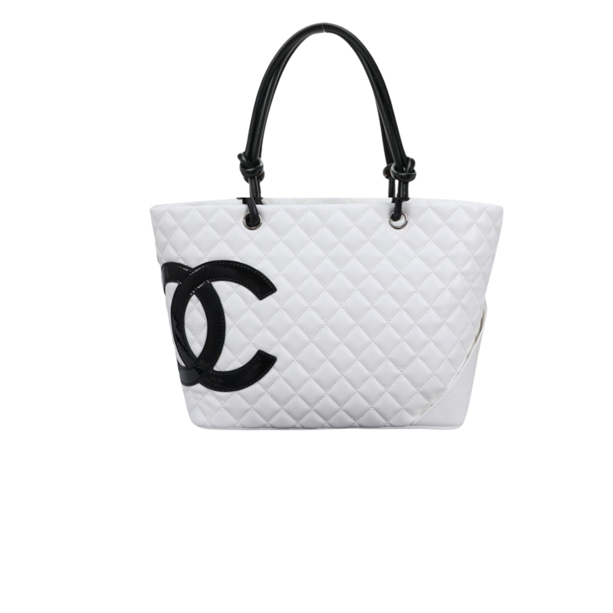 CHANEL CALFSKIN QUILTED LARGE CAMBON TOTE BLACK WHITE 41CM