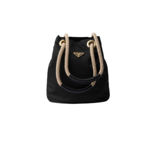PRADA MARINER RE NYLON SMALL BUCKET BAG BLACK 22CM
