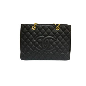 CHANEL VINTAGE BLACK CAVIAR LEATHER GST TOTE BAG