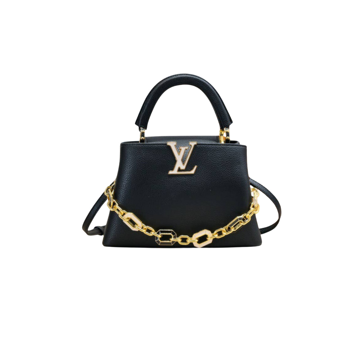 LOUIS VUITTON CAPUCINES BB BAG WITH CHARM BLACK 27CM